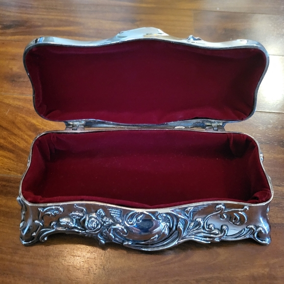 1930s Godinger Silver Rose Trinket Jewlery Casket Box - Picture 2 of 2